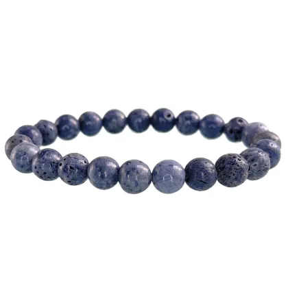 Blue Coral and Black Agate Stone Beaded Bracelets Wholesale