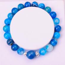 Pulsera de ágata azul de cuentas semipreciosas de 8 mm con cuentas redondas