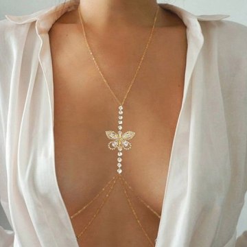 Brave Light Stonefans Crystal Butterfly Chest Chain for Women - Summer Beach Fashion Accessory