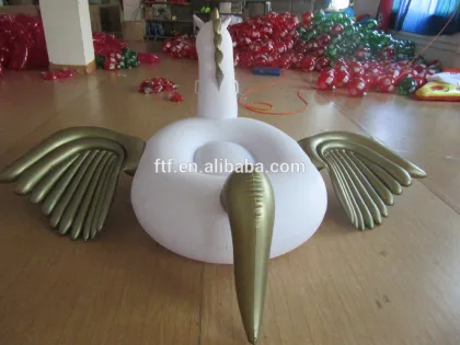 Custom White PVC Inflatable Pegasus Floating Row Swimming Pool Toys