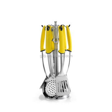 Set di utensili da cucina a 7 pezzi in acciaio inossidabile con rack