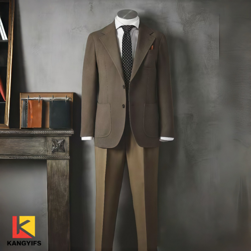 KANGYIFS Καφέ Χακί Business Casual κοστούμι για άνδρες