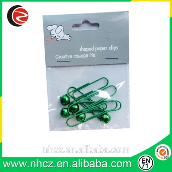 Christmas Green 50MM Paper Clips with Jingle Bell in Opp Pack
