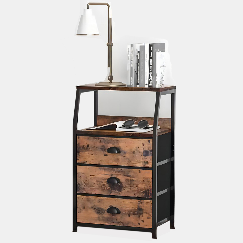 kayu modern 3 Tier nightstand kayu