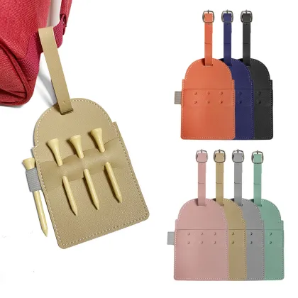 Portable Leather Golf Ball Bag with Tees and Accessories
