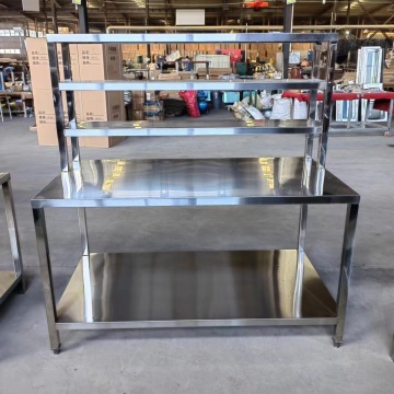 Three Level Commercial Kitchen Stainless Steel Work Table with Top Shelf