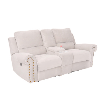 Luxus klassisches Haus weiß benutzerdefinierte 2-Sitzer elektrische Liebessitz-Filmstühle Couch-Stoff-Recliner modernes Sofa-Set