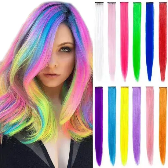 Synthetic Ombre Straight Hair Extensions  One Piece Clip In Hair Extensions For Women Girl With Clip Hair