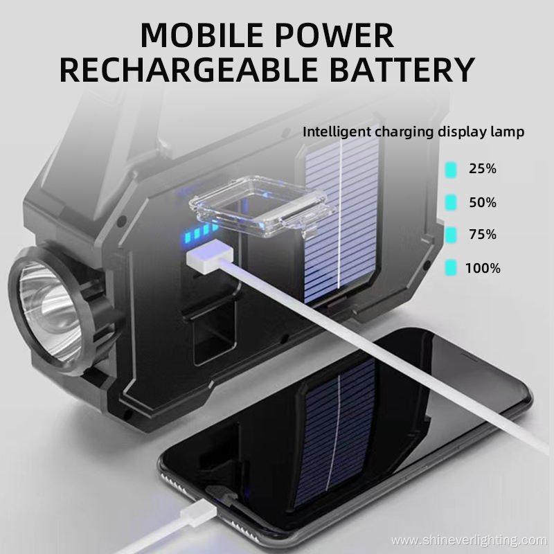 Solar LED COB Rechargeable Multi-function Camping Light