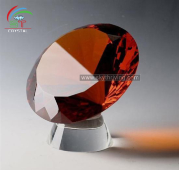 amber crystal diamond with base