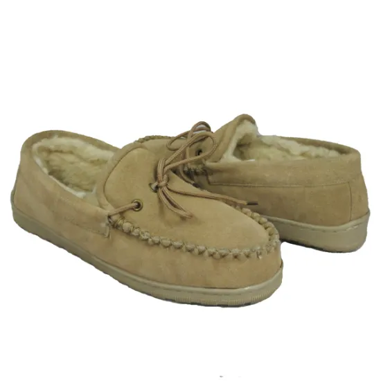 Best sheepskin moccasin warm winter men slippers