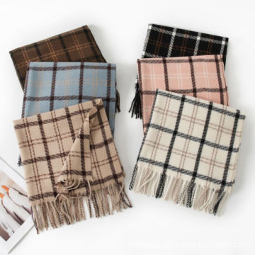 Autumn & Winter Fashion: Sweet Plaid Cashmere Scarf for Women