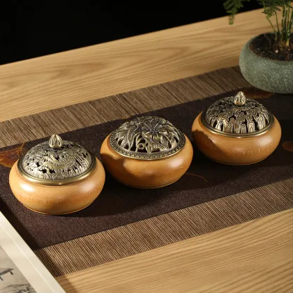 Unique Retro Bamboo Zen Fragrance Plate Incense Burner for Agarwood Tea Rooms & Yoga Studios
