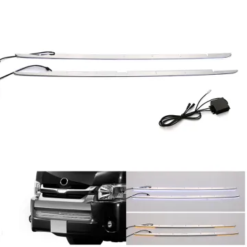 Chromed LED Front Bumper Grille Trim for Toyota Hiace 200