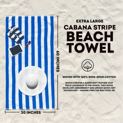 Cabana striped cotton large beach towel