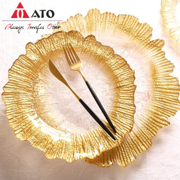 ATO wholesale golden glass charger plate for wedding