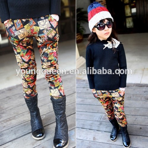 TQ16 winter models girls retro pattern coral velvet leggings