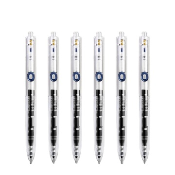 M&amp;G Morning Glory Push Action Mute Neutral Pen Black St Nib 0.5mm برميل شفاف
