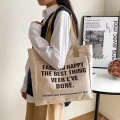 Tote Tote Bag Canvas Kustom yang Tahan Lama Dengan Ritsleting