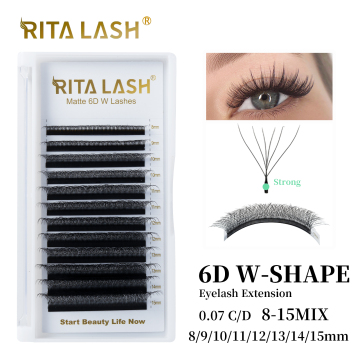 W Shape Volume Eyelashes - Sweetlash Individual False Lashes 6D Clover Private Label Extensions