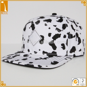 flat brim printed custom 5 panel caps