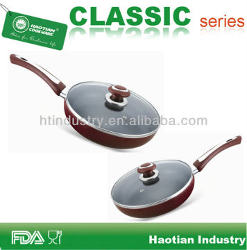 Aluminum non-stick frying pan with glass lid,big frying pans
