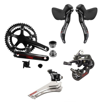 SENSAH EMPIRE PRO Carbon Fiber 2x12 Speed Bike Components: Rear Derailleur, Hollow Double Sprockets Crankset, and Bike Shifter Derailleur Sets