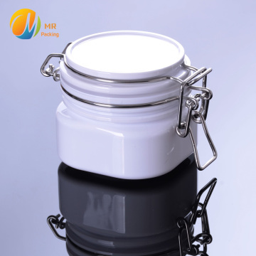 6oz Plastic Cosmetics Mud Packaging Packaging - Pet Kilner Jar พร้อมล็อคโลหะ