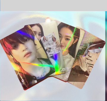 Kpop Holographic Slogan Postcards with Hologram Photocards