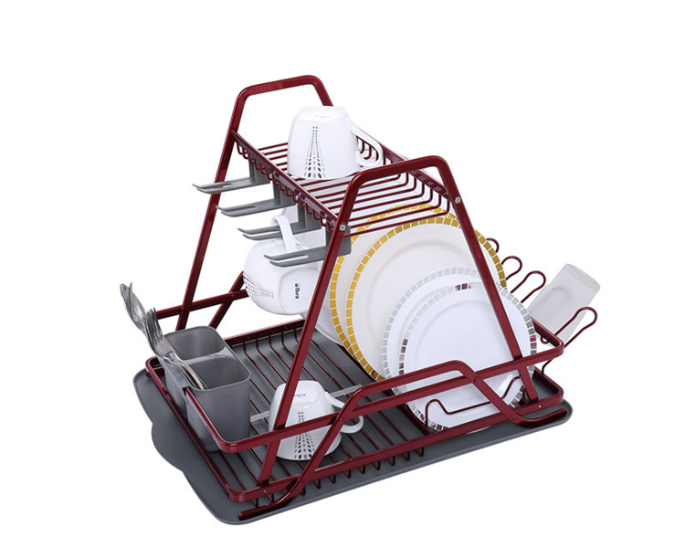 Nano Red 2 Tier Aluminum Dish Rack