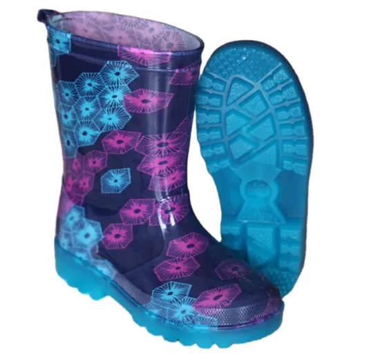 Kids Clear PVC Rain Boots with LED Lights