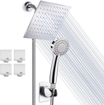 High Pressure 8'' Rainfall Stainless Steel Shower Head with 60'' Hose & Handheld Combo