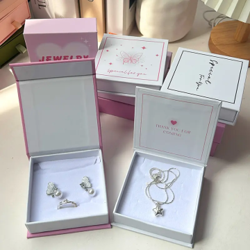 A1 Jewelry Magnetic Cardboard Flip Gift Box - Pink Luxury Necklace Bracelet Earrings Box