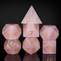 Natural Gemstone DND Dice Set with Case, 7PCS Handmade Real Stone Dice Set for Dungeons and Dragons Tabletop Games