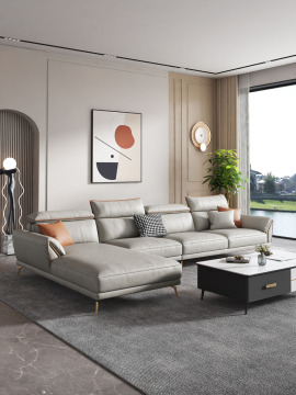 Nowoczesna elegancka sofa narożna ze stylowymi nogami