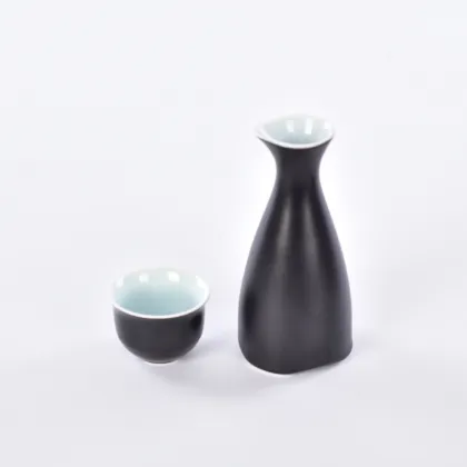 Black Glossy Glaze Sake Set