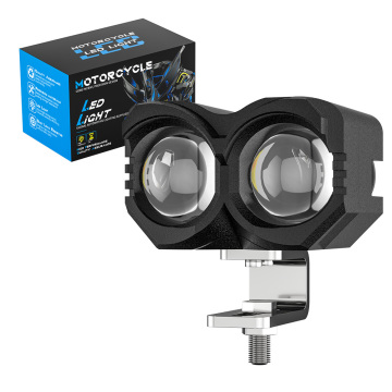 Mini Projector Lens Motorcycle LED -koplamp met dubbele kleur Auxiliary Spotlight