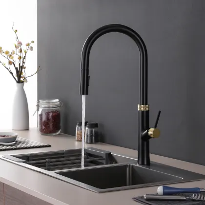 High-Quality Hot Selling Black Gold Gourmet Commercial Kitchen Faucet