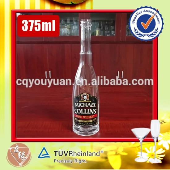 Custom made brand name 375ml high quality crystal glass bottles of whisky