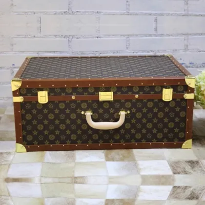 Vintage Cute Non-Wheeled Mini Wooden Box Trunk Suitcase Set 4pcs