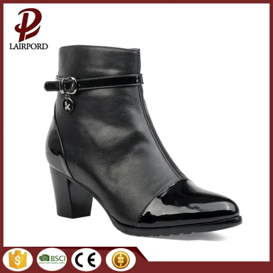 med heel ankle pu leather Stitching boots