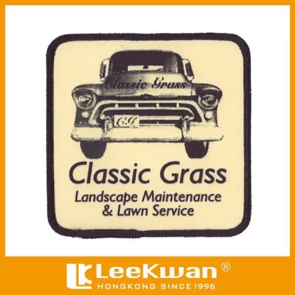 Embroidery heat transfer patch, brand logo patch dye sublimated patch with merrowed border