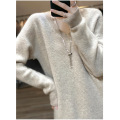 Korean version V-neck simple wool dress