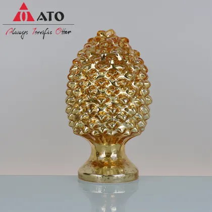 Modern glass home decor golden color pinecone decoration