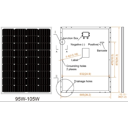 95W Monocrystalline PV Solar Panel