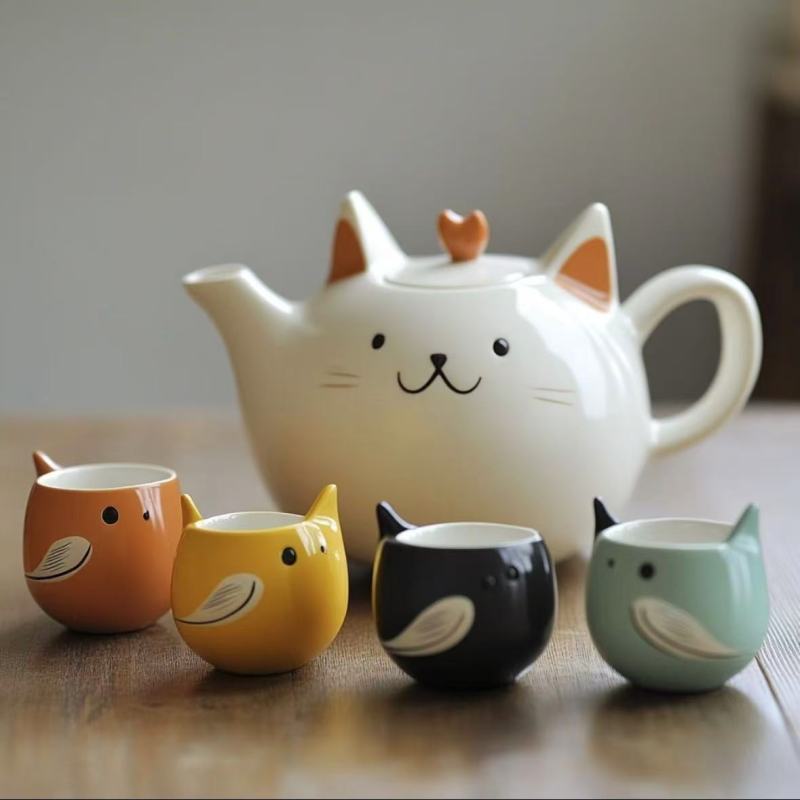 Mini Cartoon Cute Cat Mug Set - Fun & Stylish Drinkware
