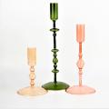 Handle Dark Green Conjoined Tall Glass Candlestick Holders