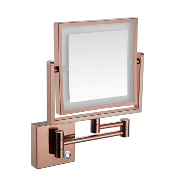 Wand montierte LED beleuchtete Quadratfaltspiegel für Hotel Make-up und Rasieren