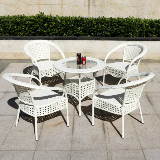 White Rattan Garden Furniture Outdoor Dining Chair Set: Stylish and Comfortable Outdoor Seating Solution