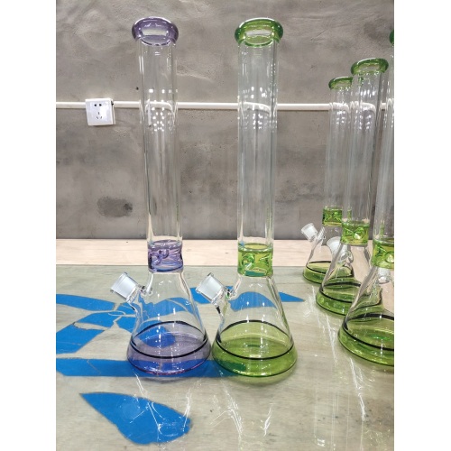 Purple Tall Neck Clear Glass Beaker Bongs